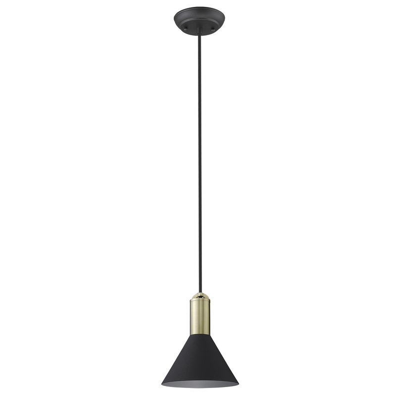 Matte Black and Gold Conical Pendant Hanging Light By Homeroots