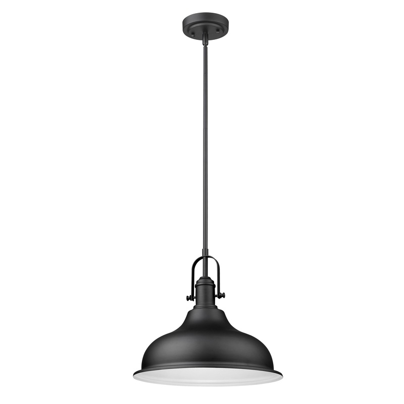 Matte Black Hanging Light with Dome Shade By Homeroots