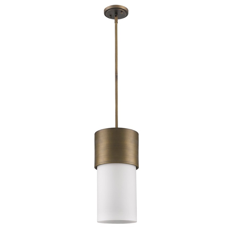 Midtown 1-Light Raw Brass Pendant With Frosted Glass Shade By Homeroots