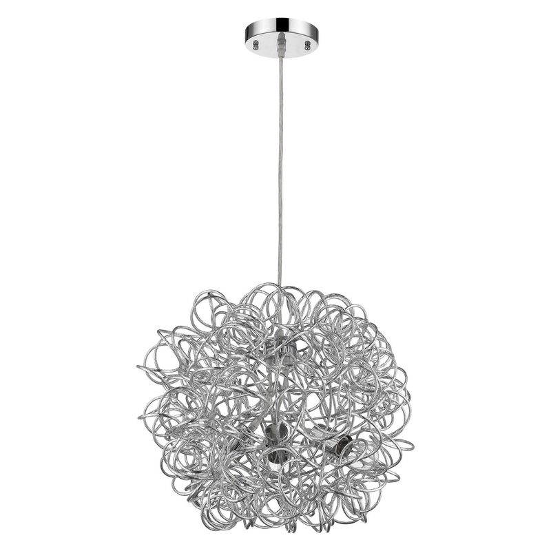 Mingle 3-Light Polished Chrome Pendant With Faceted Chrome Aluminum Wire Shade By Homeroots