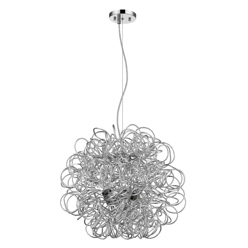Mingle 4-Light Polished Chrome Pendant With Faceted Chrome Aluminum Wire Shade By Homeroots
