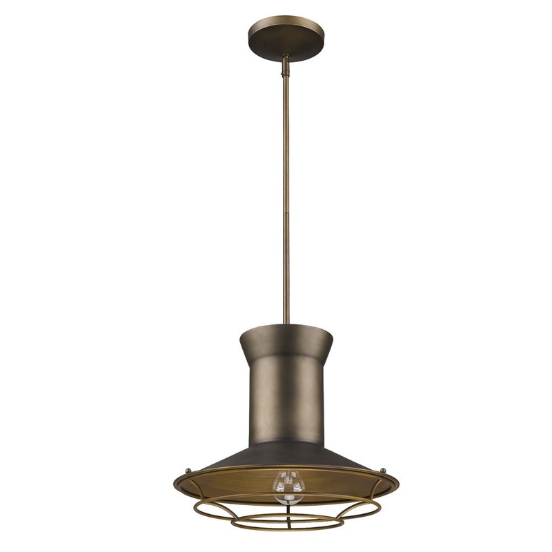 Newport 1-Light Tin Coated Pendant With Raw Brass Interior Shade And Louver By Homeroots