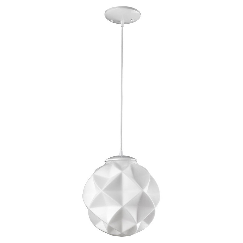 Nova 1-Light White Mini Pendant With Geometric Globe Shade By Homeroots
