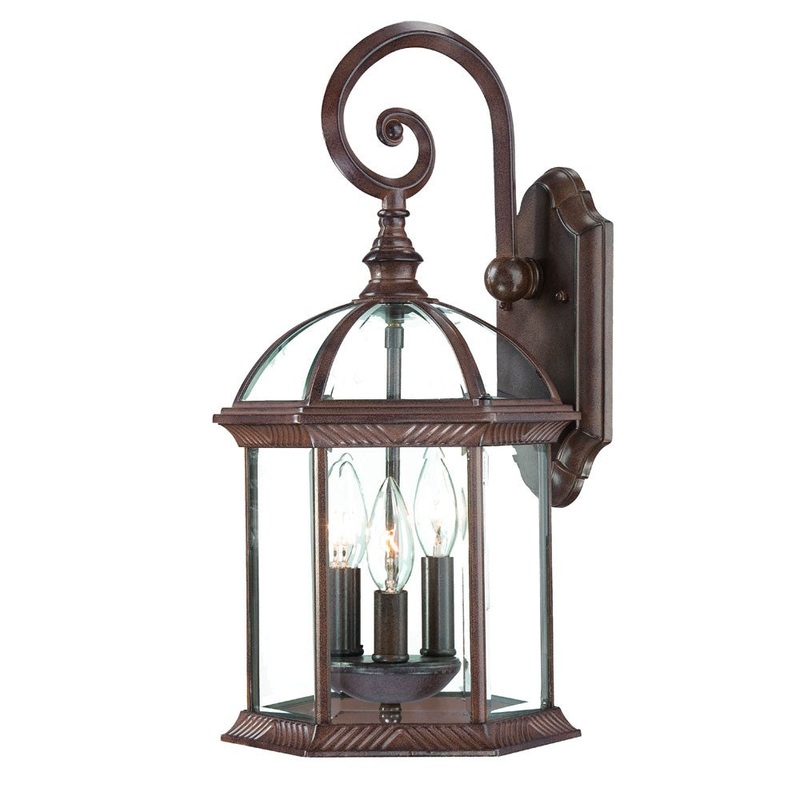 Three Light Dark Brown Eastern Lantern Wall Light By Homeroots