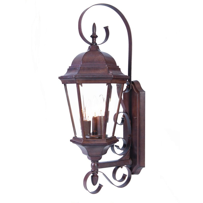 Three Light Dark Brown Swing Arm Lantern Wall Light By Homeroots