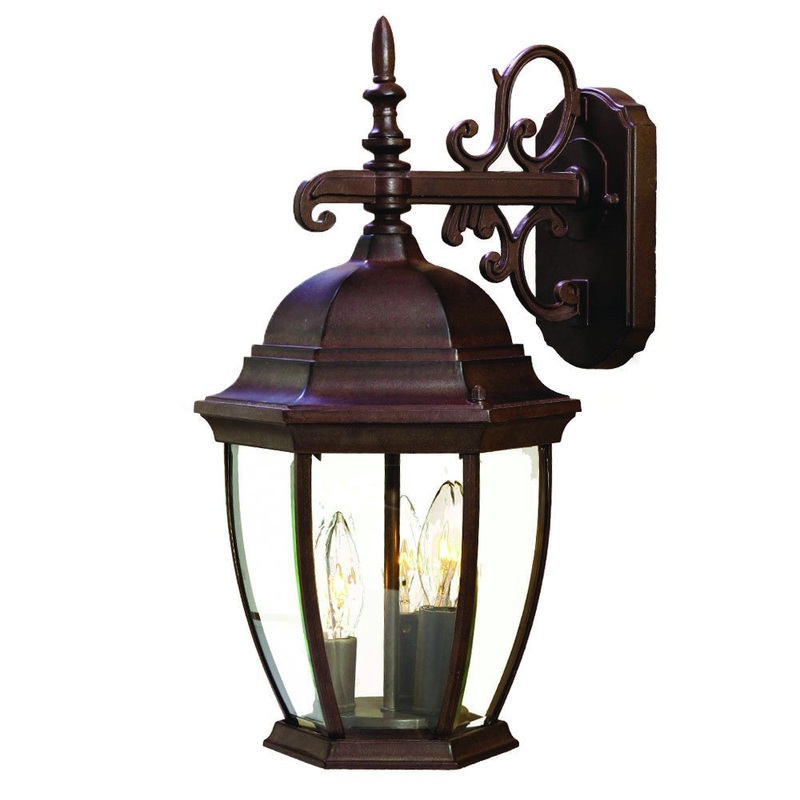 Three Light Dark Brown Wide Hanging Lantern Wall Light By Homeroots