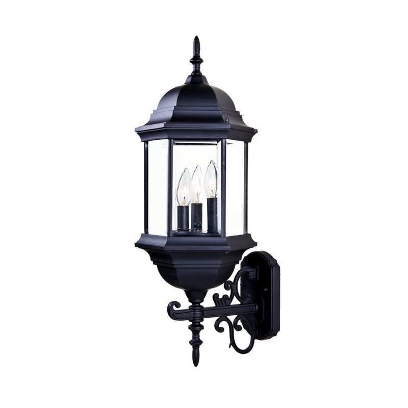 Three Light Matte Black Domed Glass Lantern Wall Light By Homeroots
