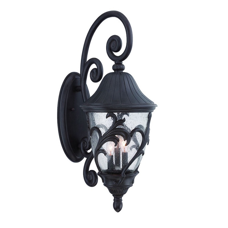 Three Light Matte Black Leaf Detail Wall Light By Homeroots