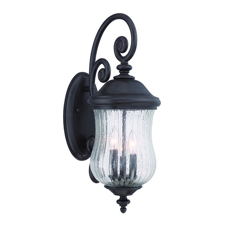 Three Light Matte Black Urn Shaped Wall Light By Homeroots