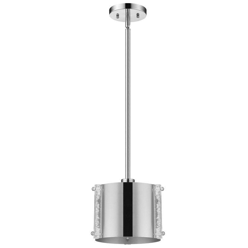 Zoom 1-Light Polished Stainless Steel Pendant With Seeded Acrylic Accents By Homeroots
