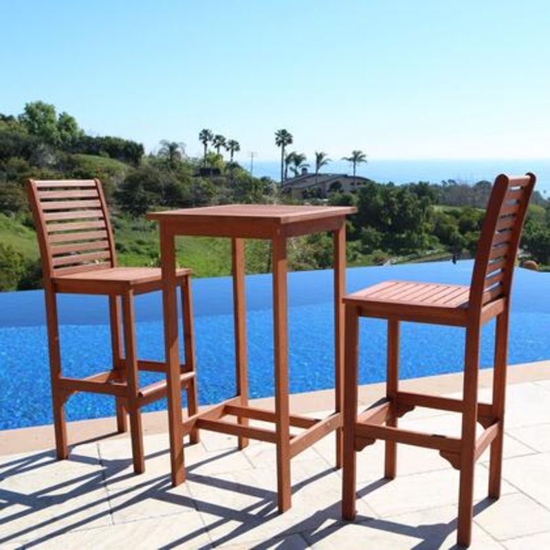 Brown Bar Chair with Horizontal Slats By Homeroots