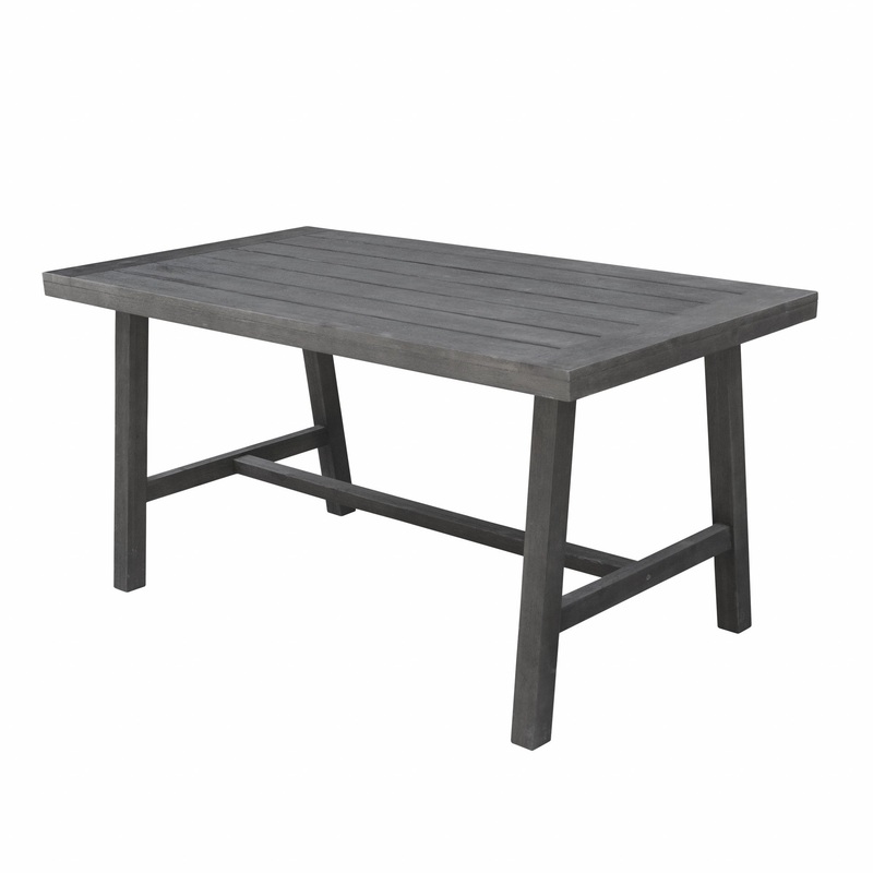 Dark Grey Dining Table with Leg Support By Homeroots