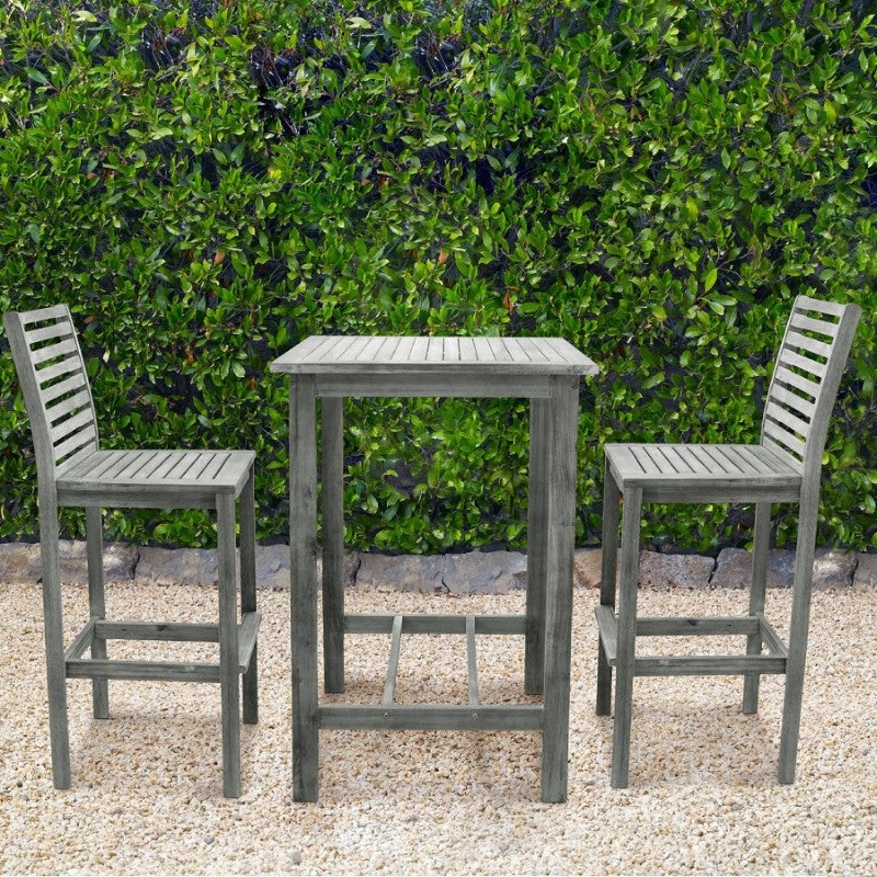 Distressed Bar Chair with Horizontal Slats By Homeroots