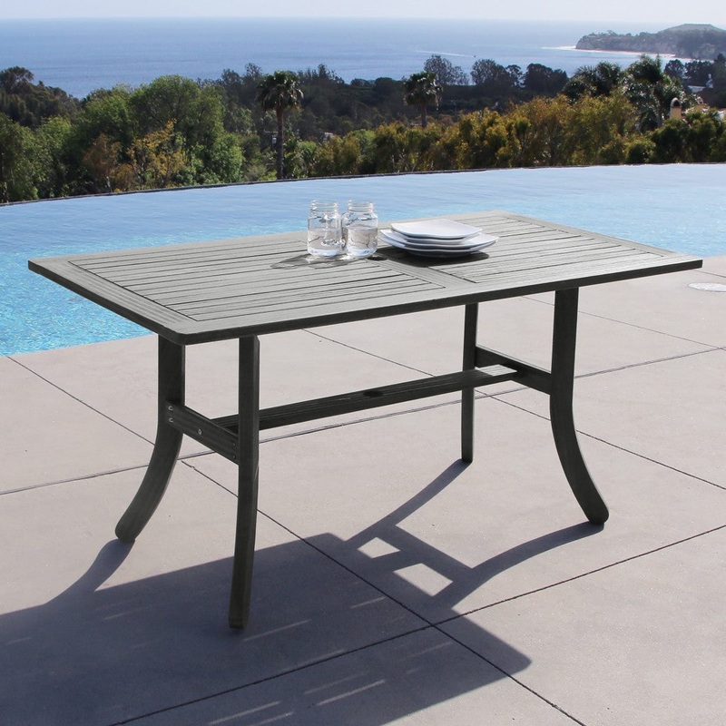 Distressed Grey Dining Table with Curved Legs By Homeroots