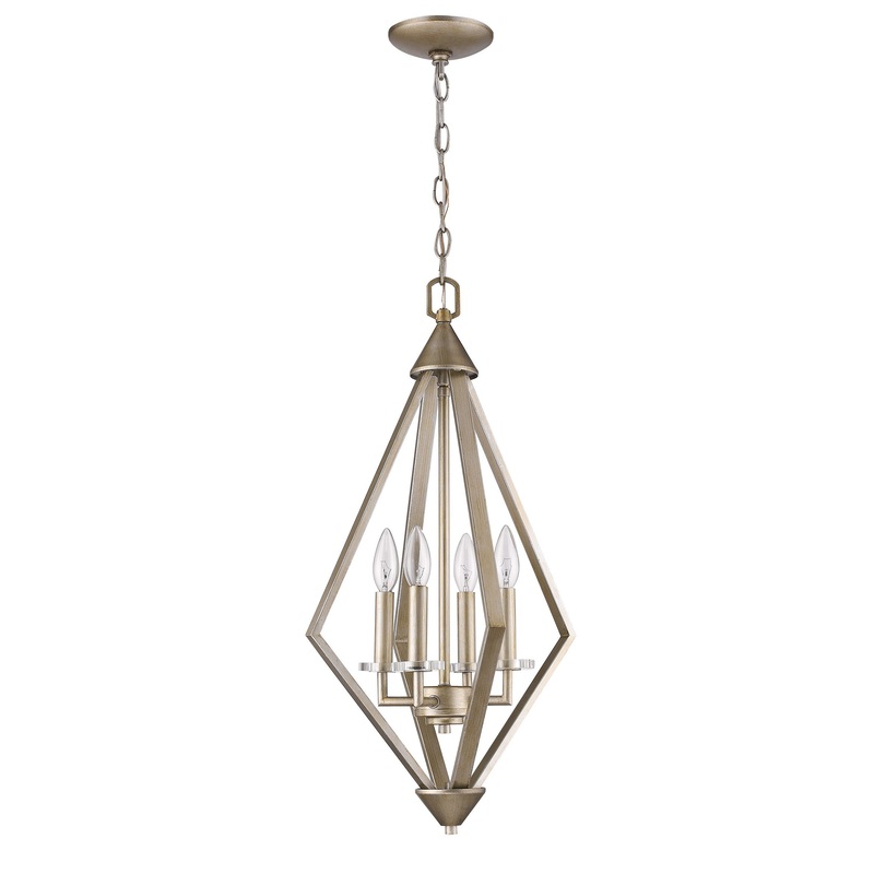 Easton 4-Light Washed Gold Pendant With Crystal Bobeches By Homeroots