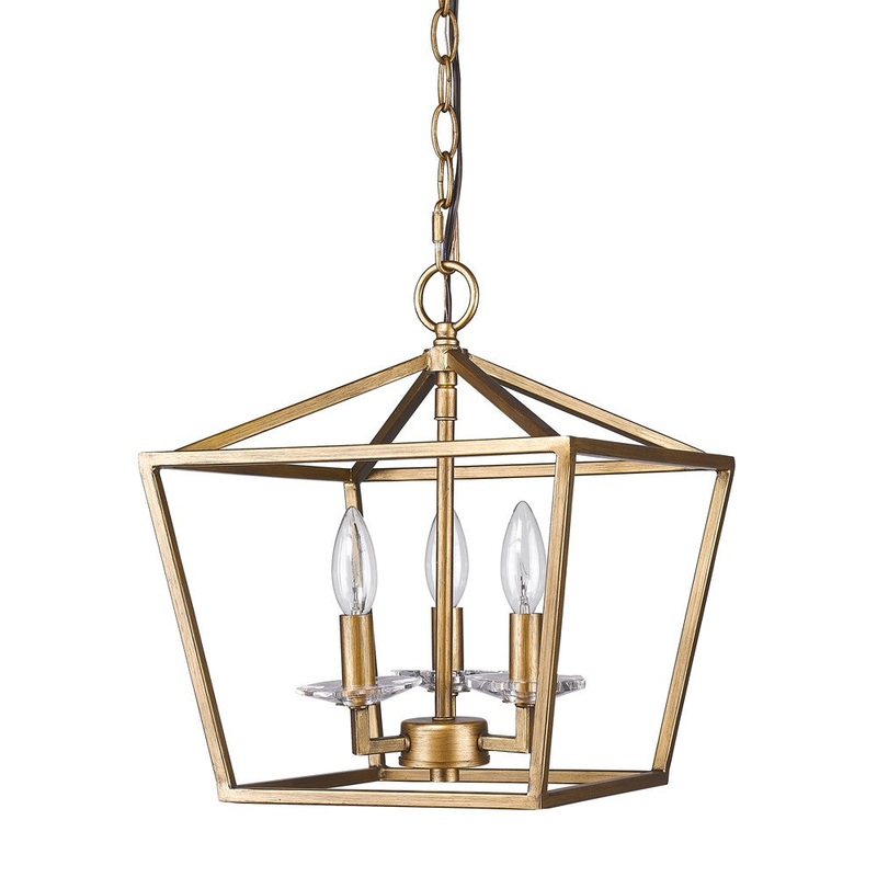 Kennedy 3-Light Antique Gold Pendant With Crystal Bobeches By Homeroots