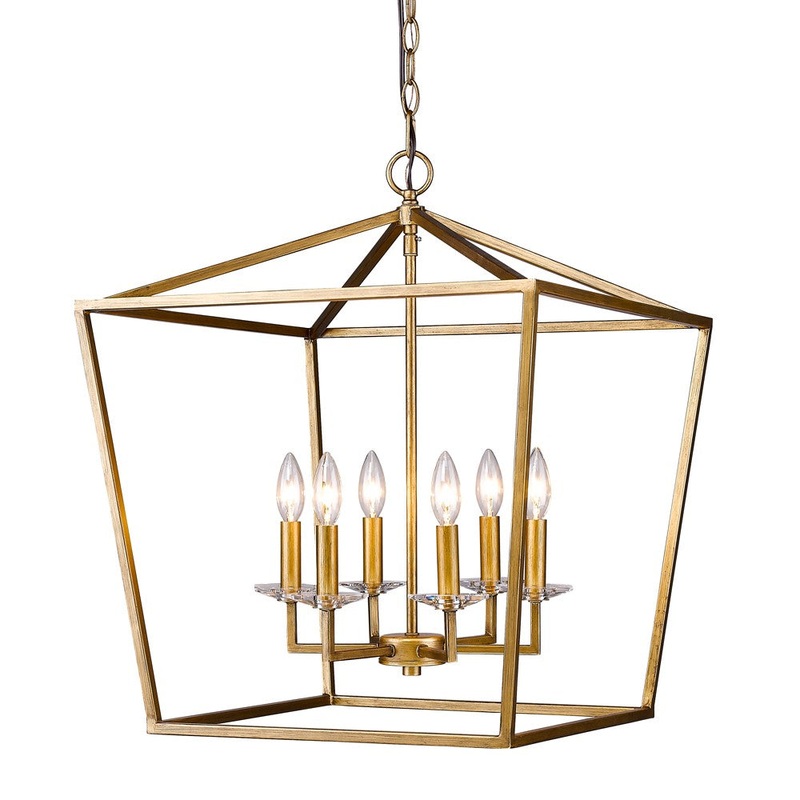 Kennedy 6-Light Antique Gold Foyer Pendant With Crystal Bobeches By Homeroots