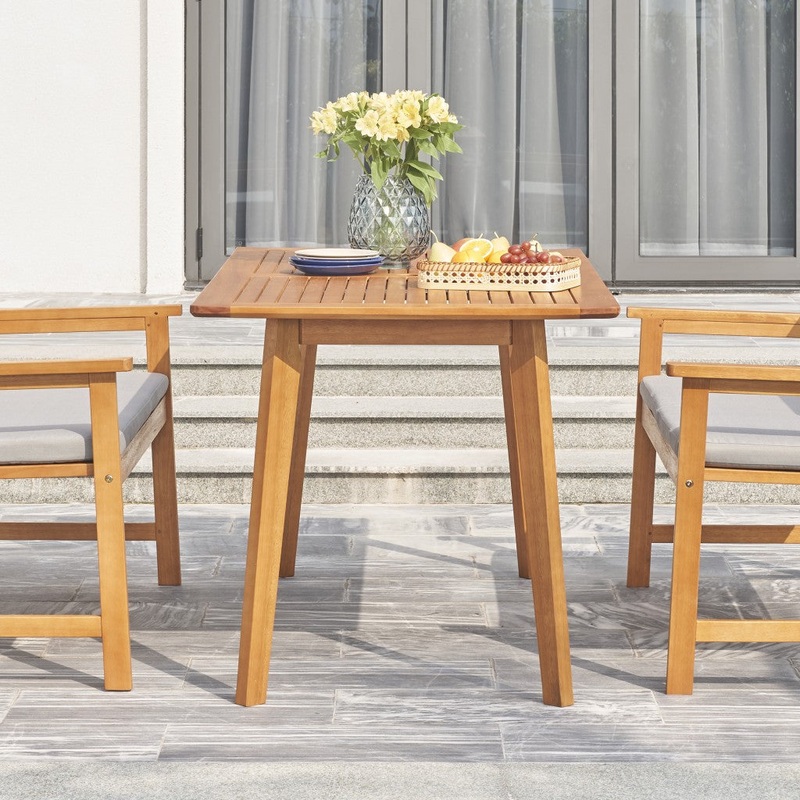 Light Wood Dining Table with Slatted Top By Homeroots