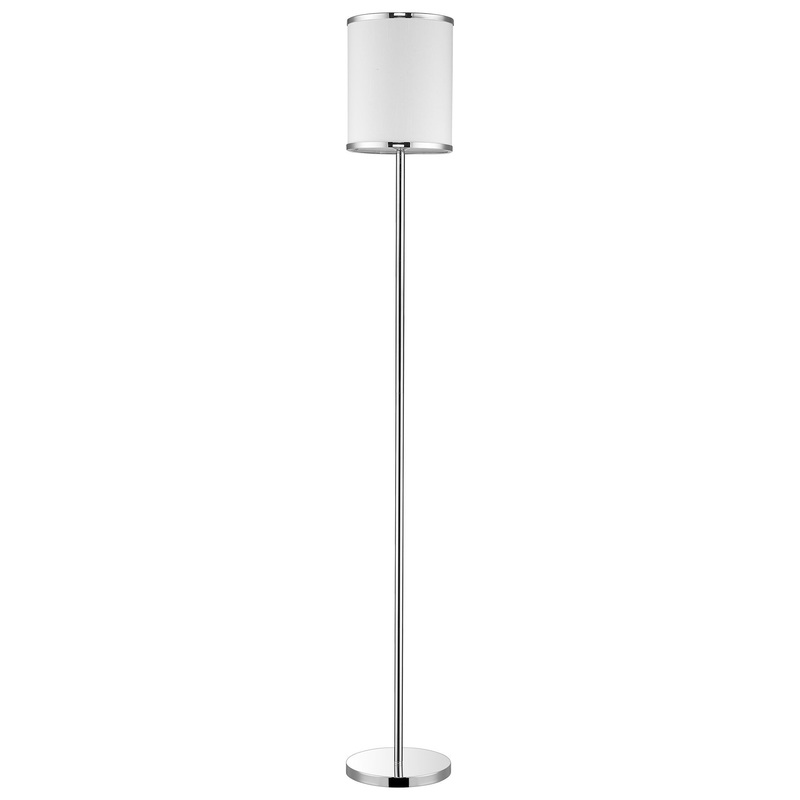 Lux II 1-Light Polished Chrome Floor Lamp With Metal Trimmed Off White Shantung Shade By Homeroots