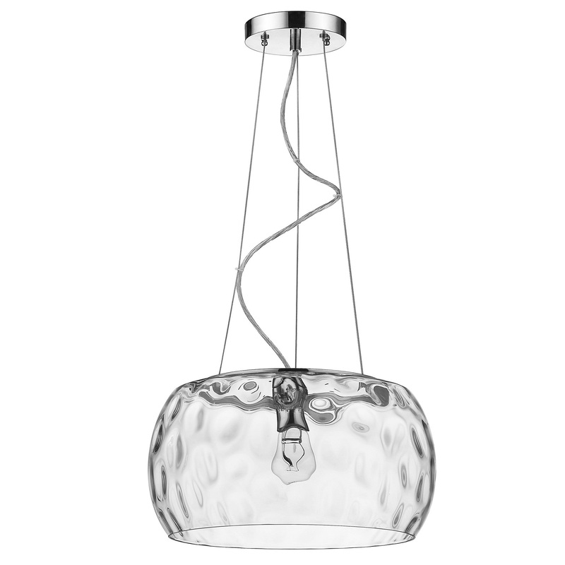 Mystere 1-Light Polished Chrome Pendant With Dimpled Glass Shade By Homeroots