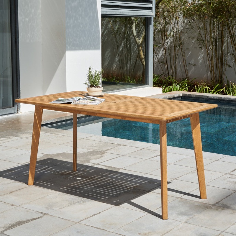 Natural Wood Dining Table with Slatted Top By Homeroots