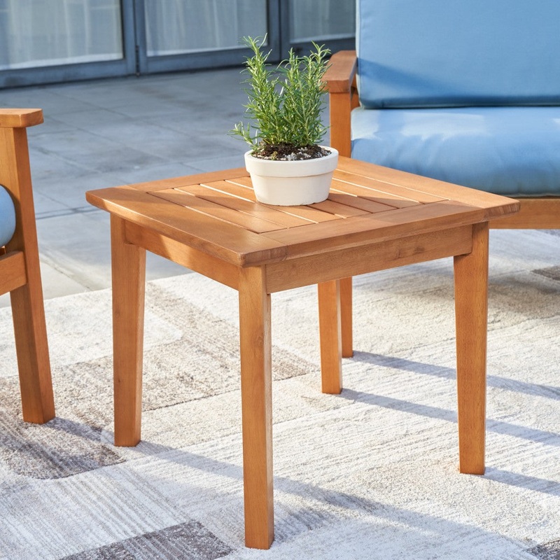 Natural Wood Patio Side Table By Homeroots