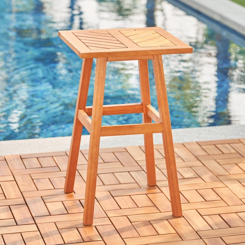 Natural Wood Tall Patio Side Table By Homeroots