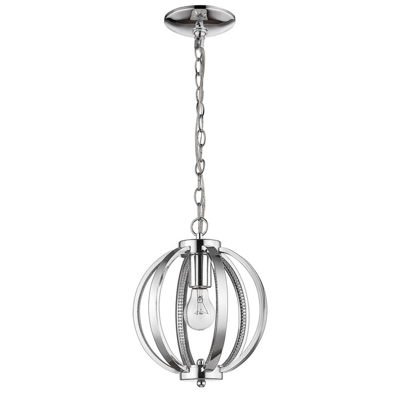 Nevaeh 1-Light Chrome Globe Pendant With Crystal Accents By Homeroots