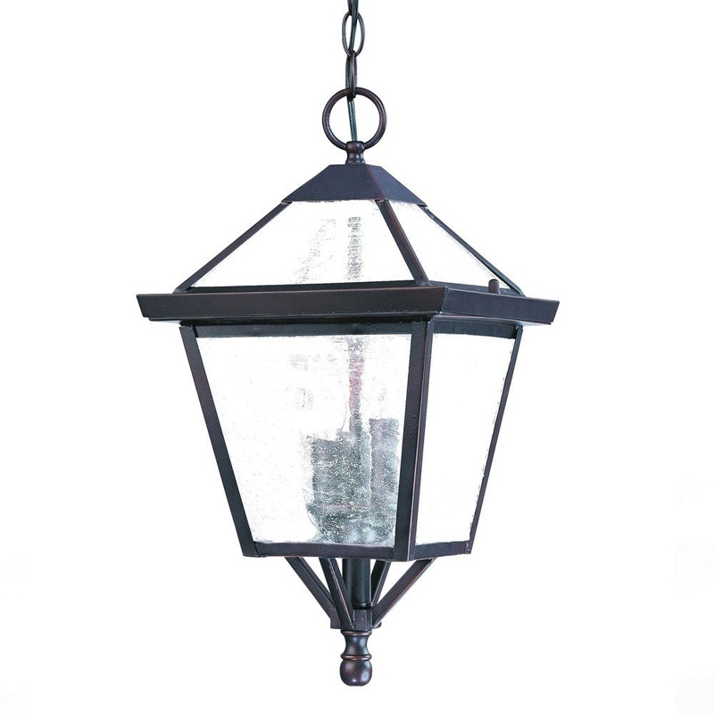 Three Light Bronze Glass Hanging Lantern Light By Homeroots
