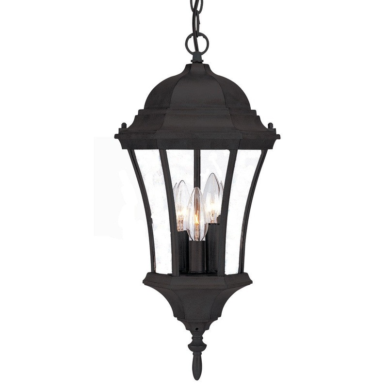 Three Light Matte Black Carousel Lantern Hanging Light By Homeroots