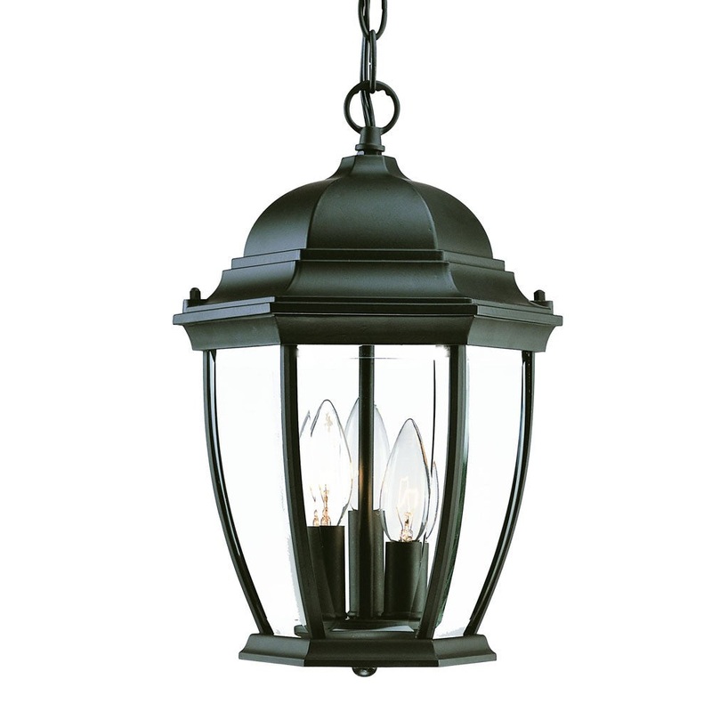 Three Light Matte Black Wide Lantern Hanging Light By Homeroots