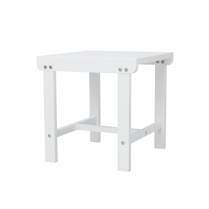 White Outdoor Wooden Side Table By Homeroots
