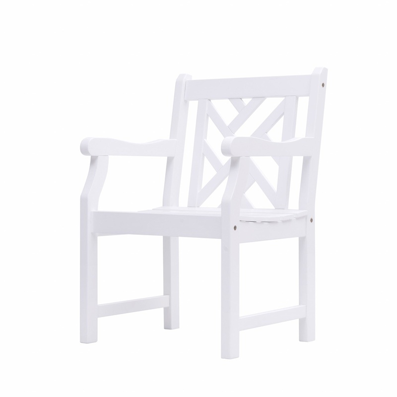 White Patio Armchair with Diagonal Design By Homeroots