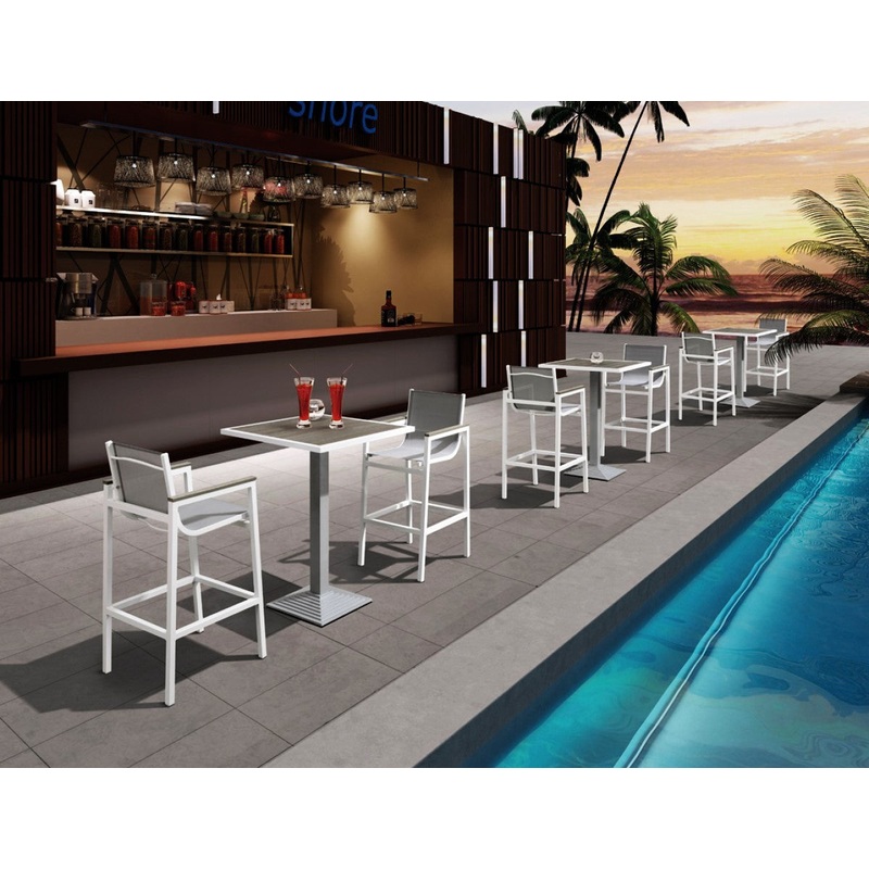 3 piece Modern White and Gray Outdoor Bar Set By Homeroots