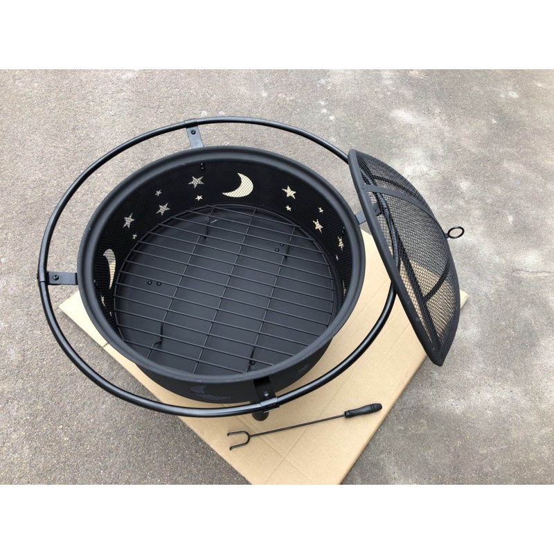 30" Fire Pit with Charcoal Grill and Spark Screen By Homeroots