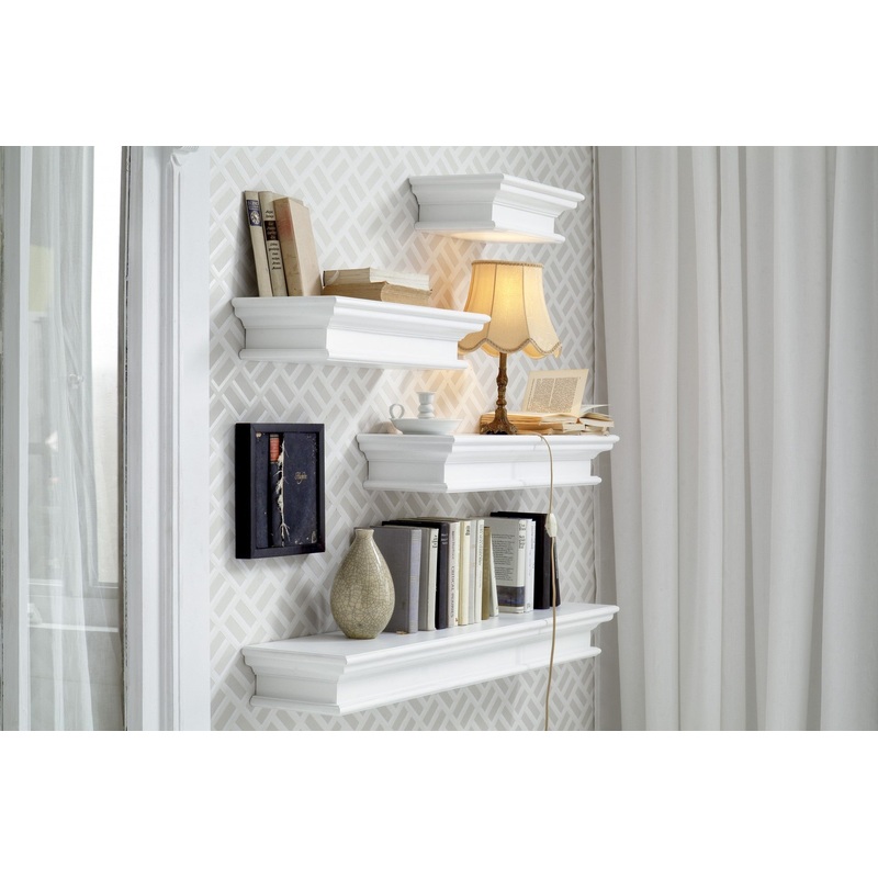 47" Classic White XL Floating Wall Shelf By Homeroots