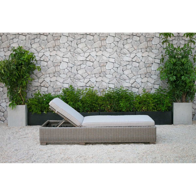 Adjustable Brown Rattan Cushioned Chaise Lounge By Homeroots