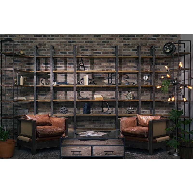 Brown Wood and Iron Six Shelf Standing Unit By Homeroots