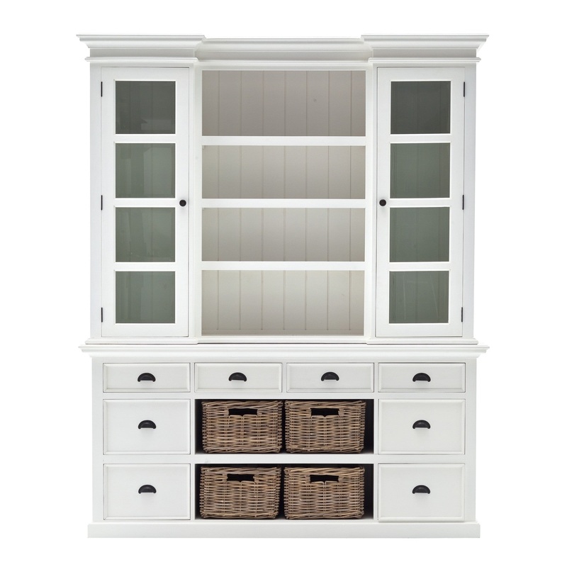 Classic White Library Hutch with Basket Set By Homeroots