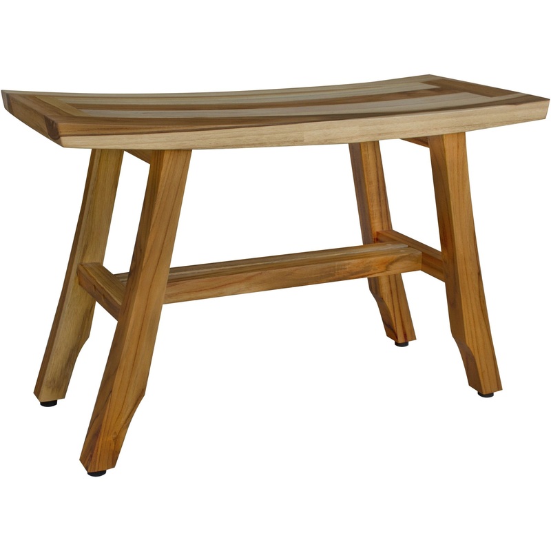 Contemporary Teak Shower Bench in Natural Finish By Homeroots