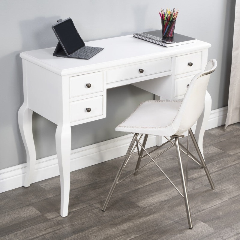 Cottage White Writing Desk By Homeroots