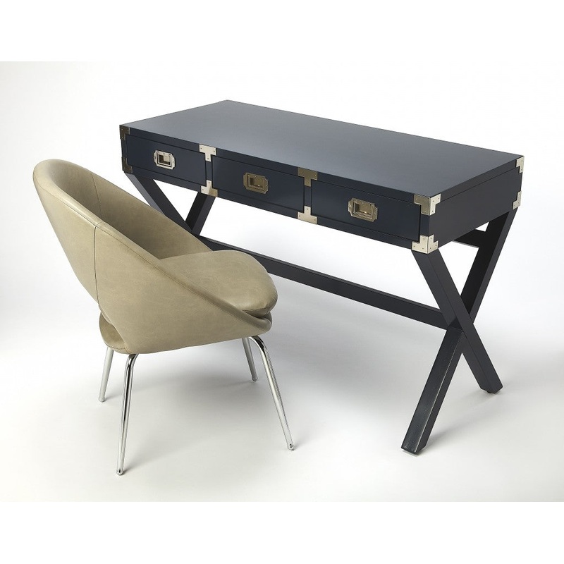 Dark Blue Campaign Style Desk By Homeroots