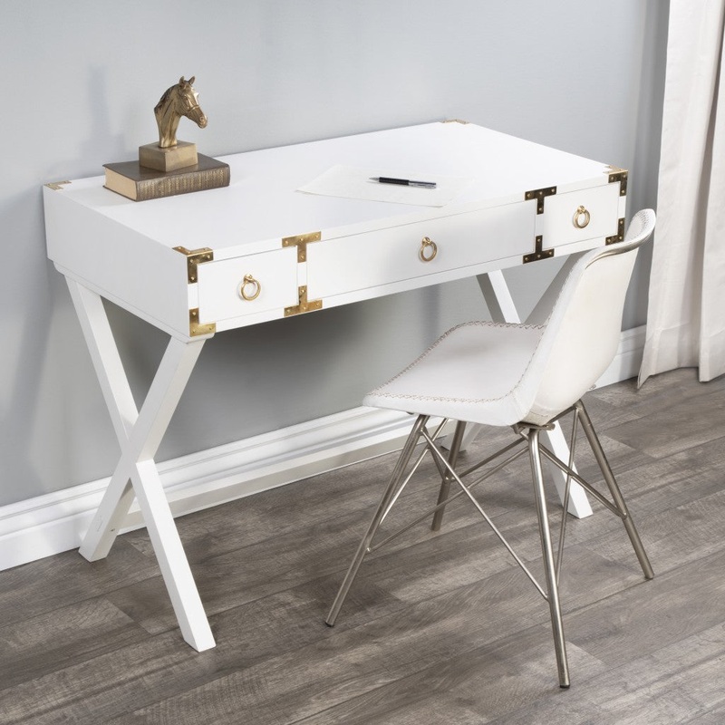 Glossy White Writing Desk By Homeroots