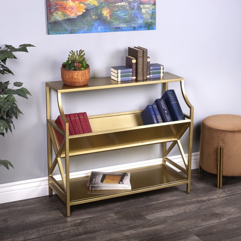 Keats Antique Gold Library Bookcase By Homeroots