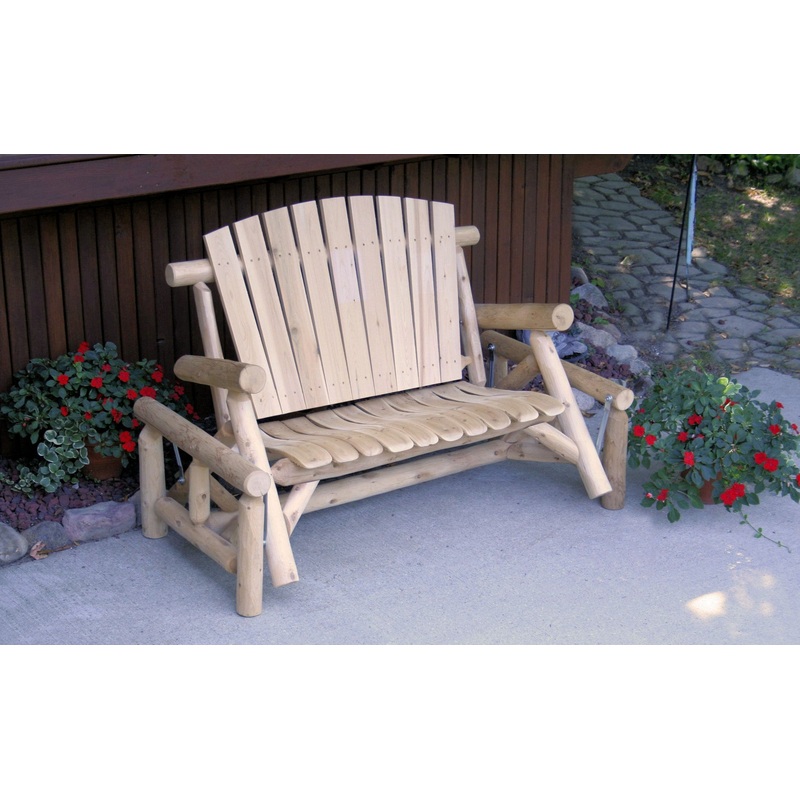 Natural Wood Loveseat Glider By Homeroots