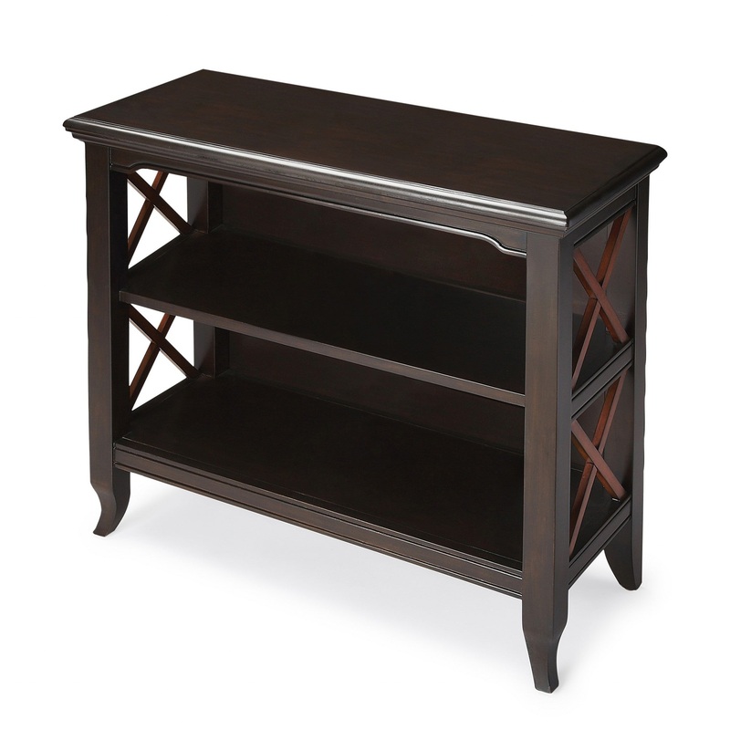 Newport Black & Cherry Low Bookcase By Homeroots