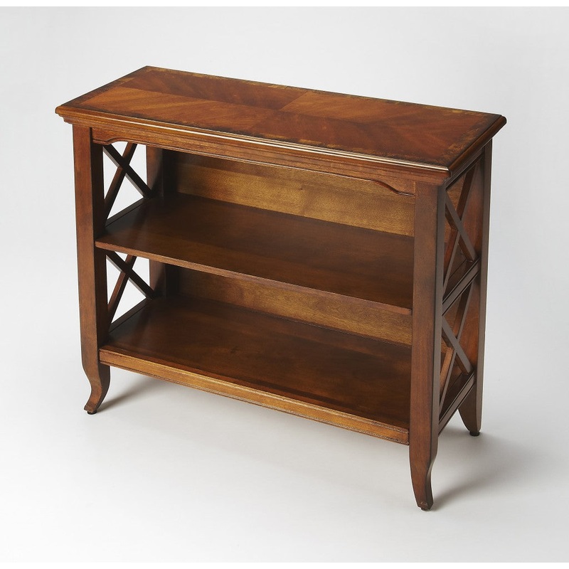 Newport Olive Ash Burl Low Bookcase By Homeroots