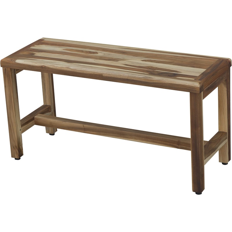 Rectangular Teak Shower Bench in Natural Finish By Homeroots