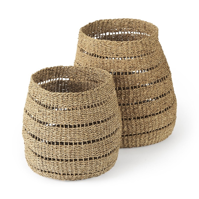 Set of Two Woven Wicker Storage Baskets By Homeroots