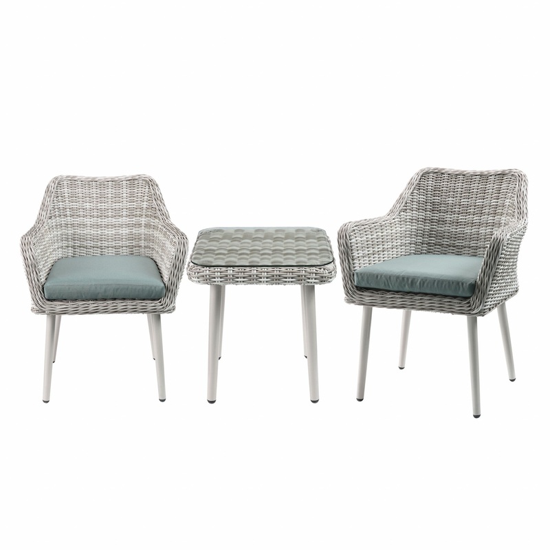 Updated Modern 3 Piece Green and Tan Wicker Patio Set By Homeroots